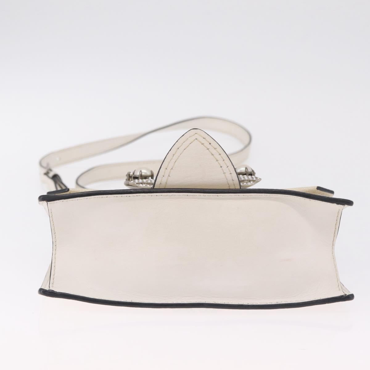 Miu Miu Madras Shoulder Bag Leather White Silver Auth bs37836A