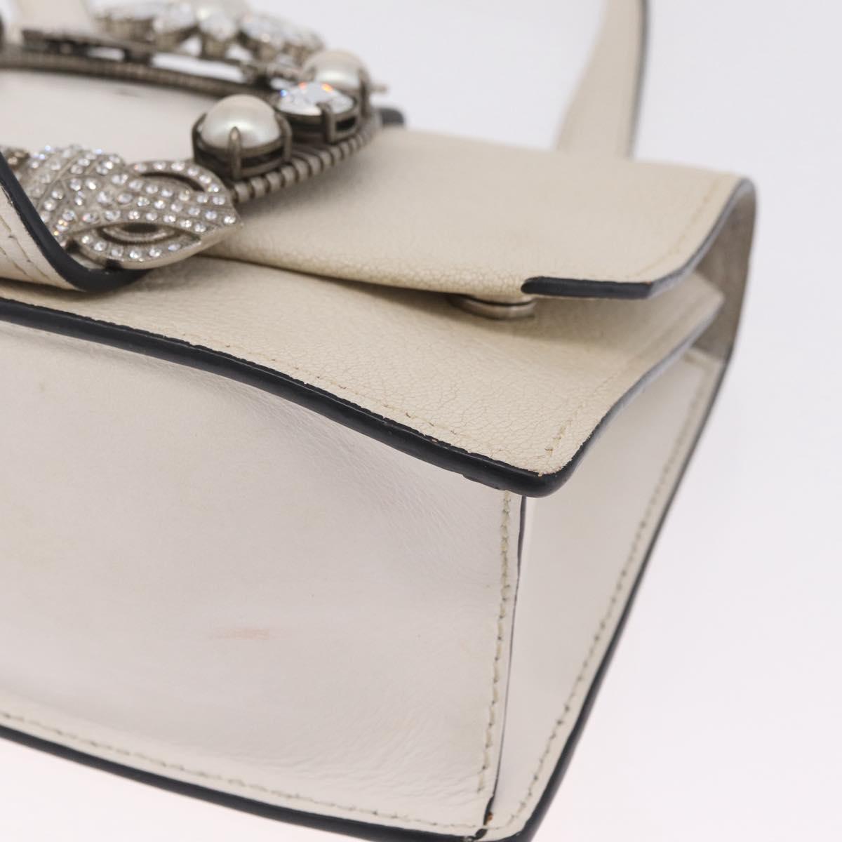 Miu Miu Madras Shoulder Bag Leather White Silver Auth bs37836A