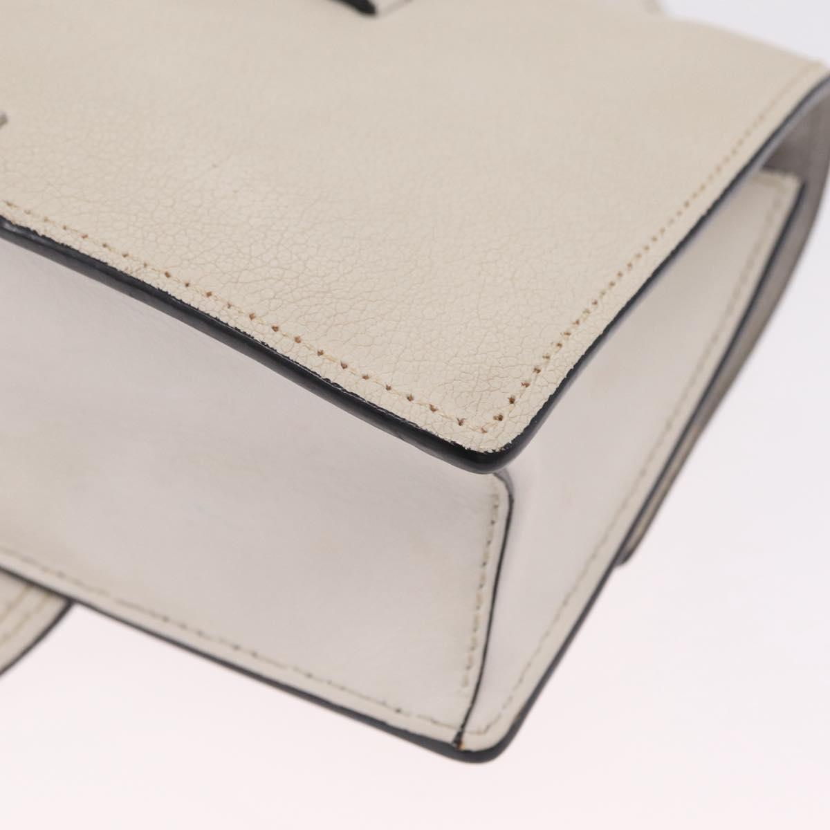 Miu Miu Madras Shoulder Bag Leather White Silver Auth bs37836A