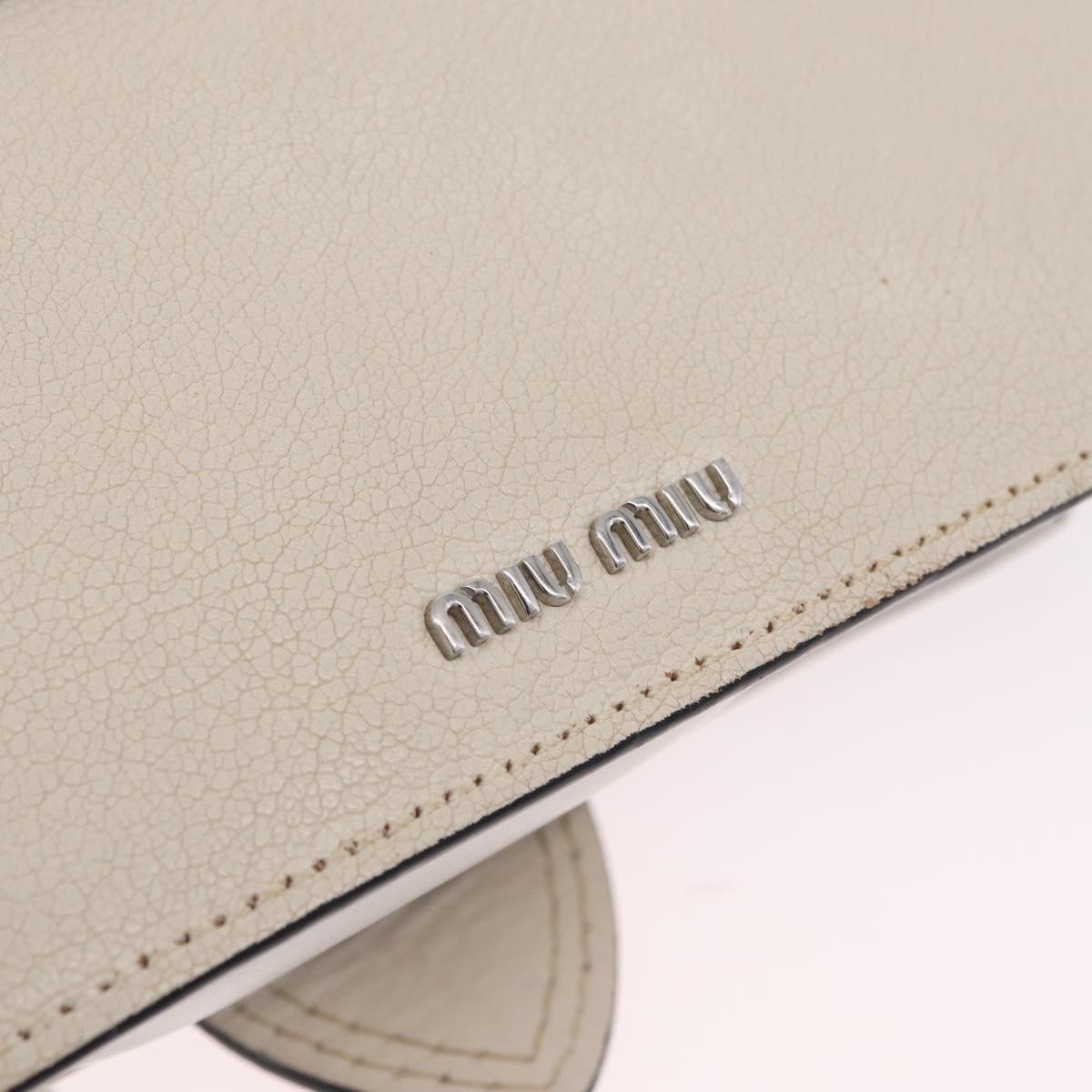 Miu Miu Madras Shoulder Bag Leather White Silver Auth bs37836A