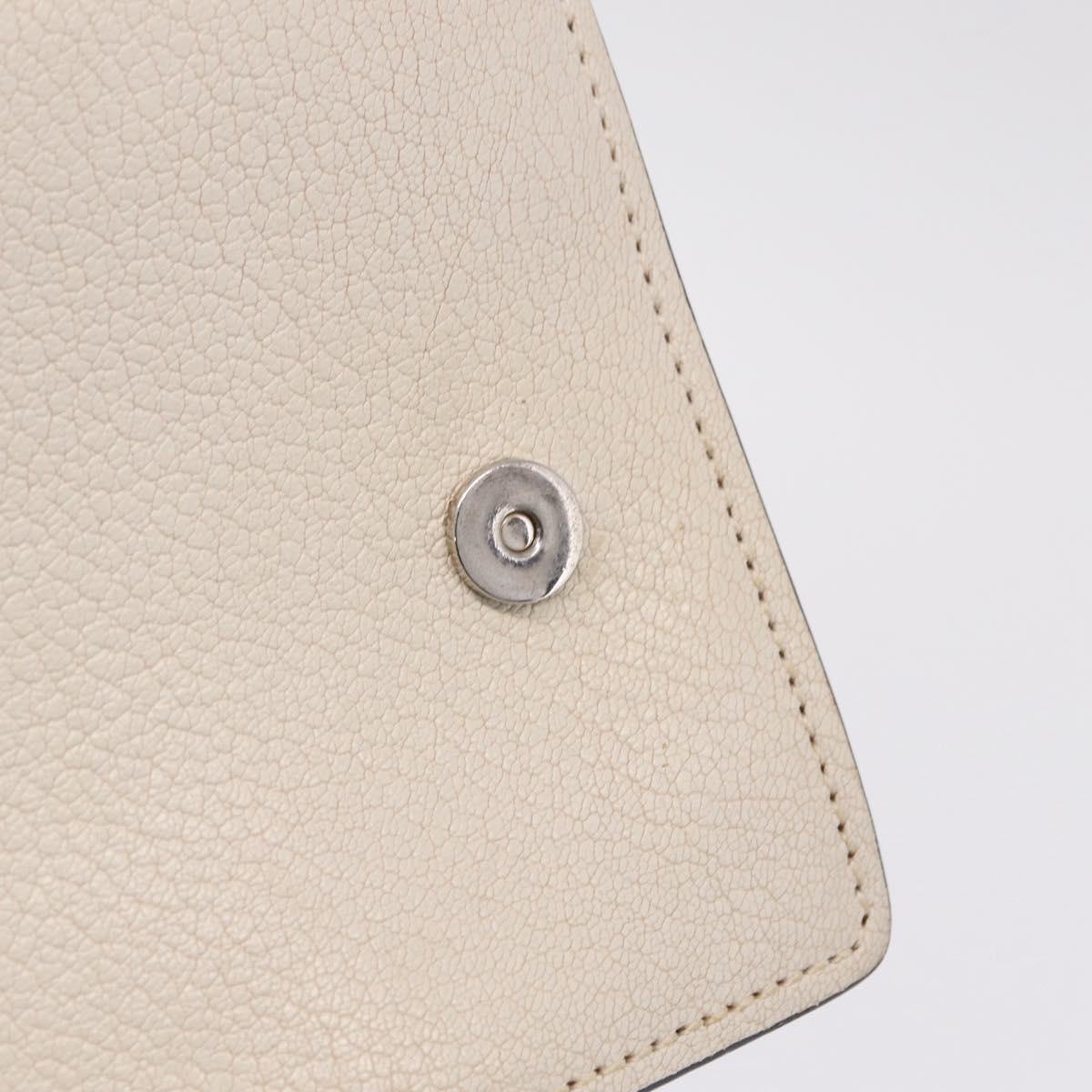 Miu Miu Madras Shoulder Bag Leather White Silver Auth bs37836A
