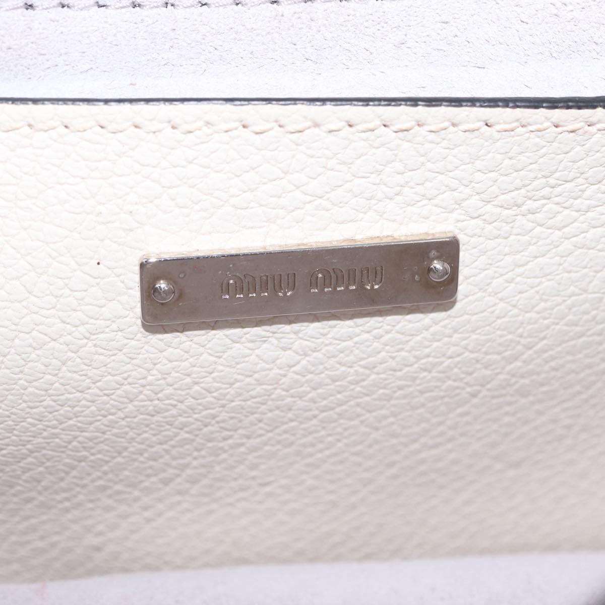 Miu Miu Madras Shoulder Bag Leather White Silver Auth bs37836A