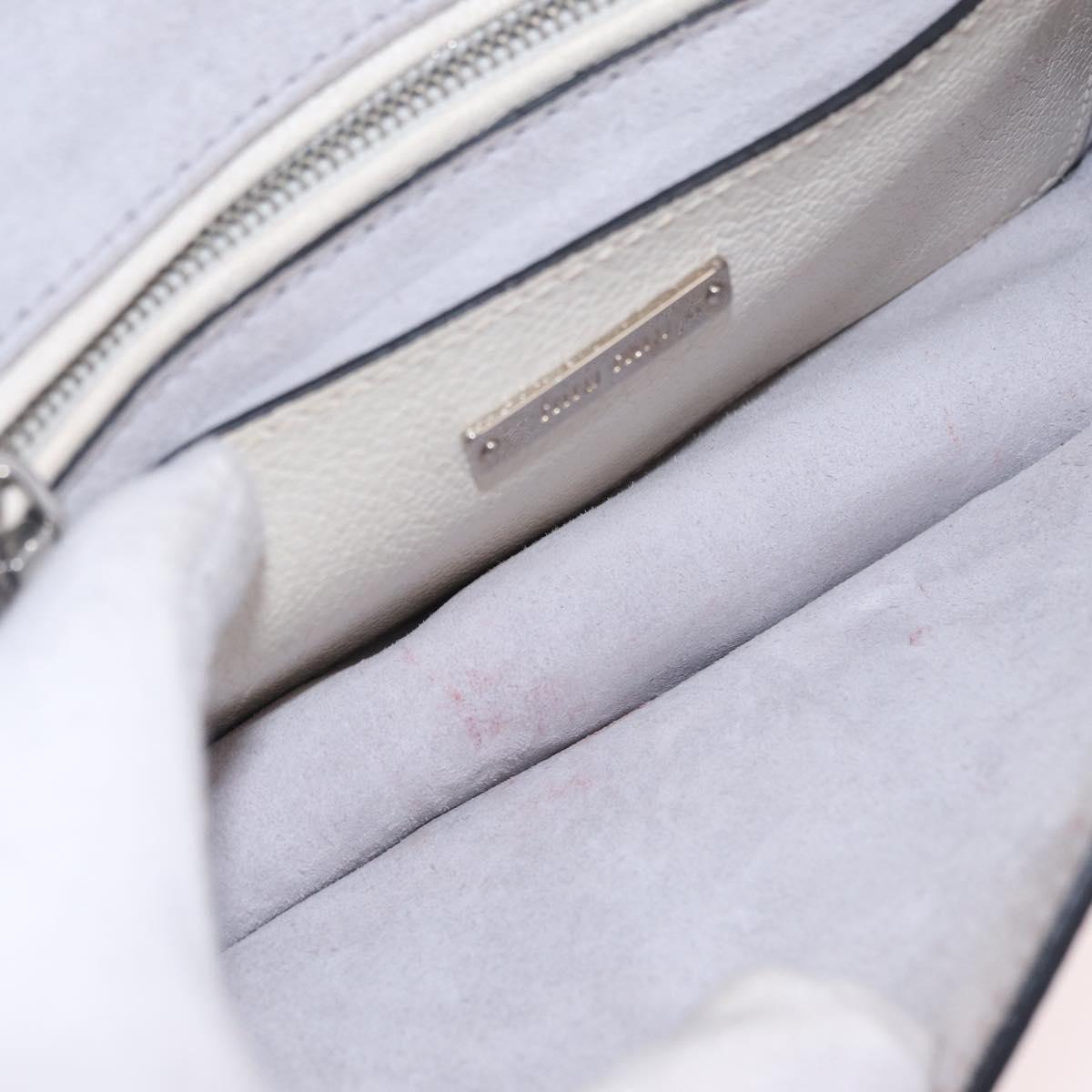 Miu Miu Madras Shoulder Bag Leather White Silver Auth bs37836A