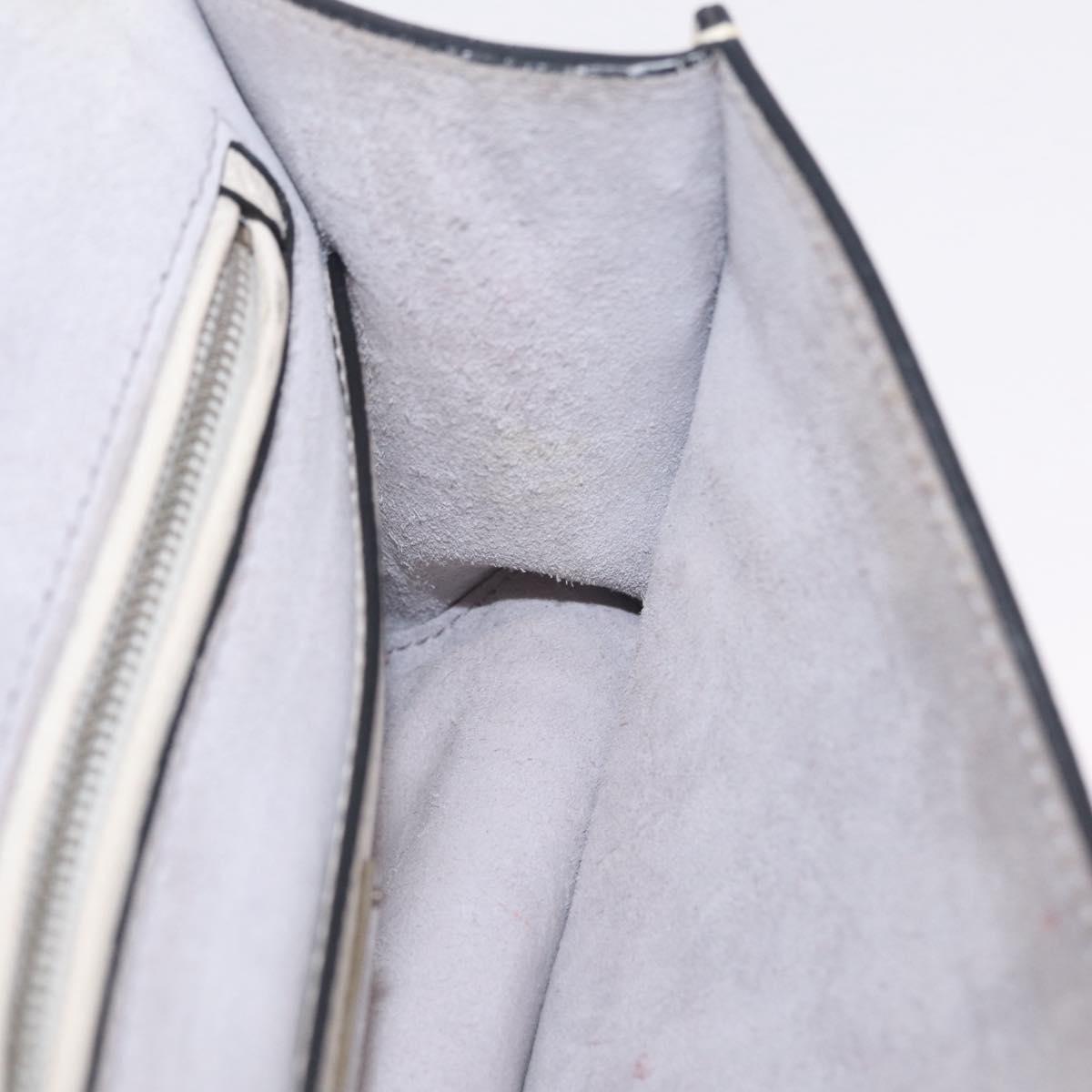 Miu Miu Madras Shoulder Bag Leather White Silver Auth bs37836A