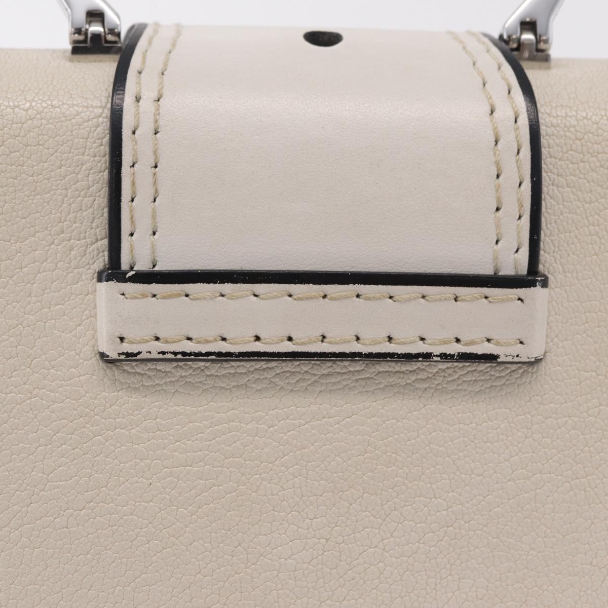 Miu Miu Madras Shoulder Bag Leather White Silver Auth bs37836A