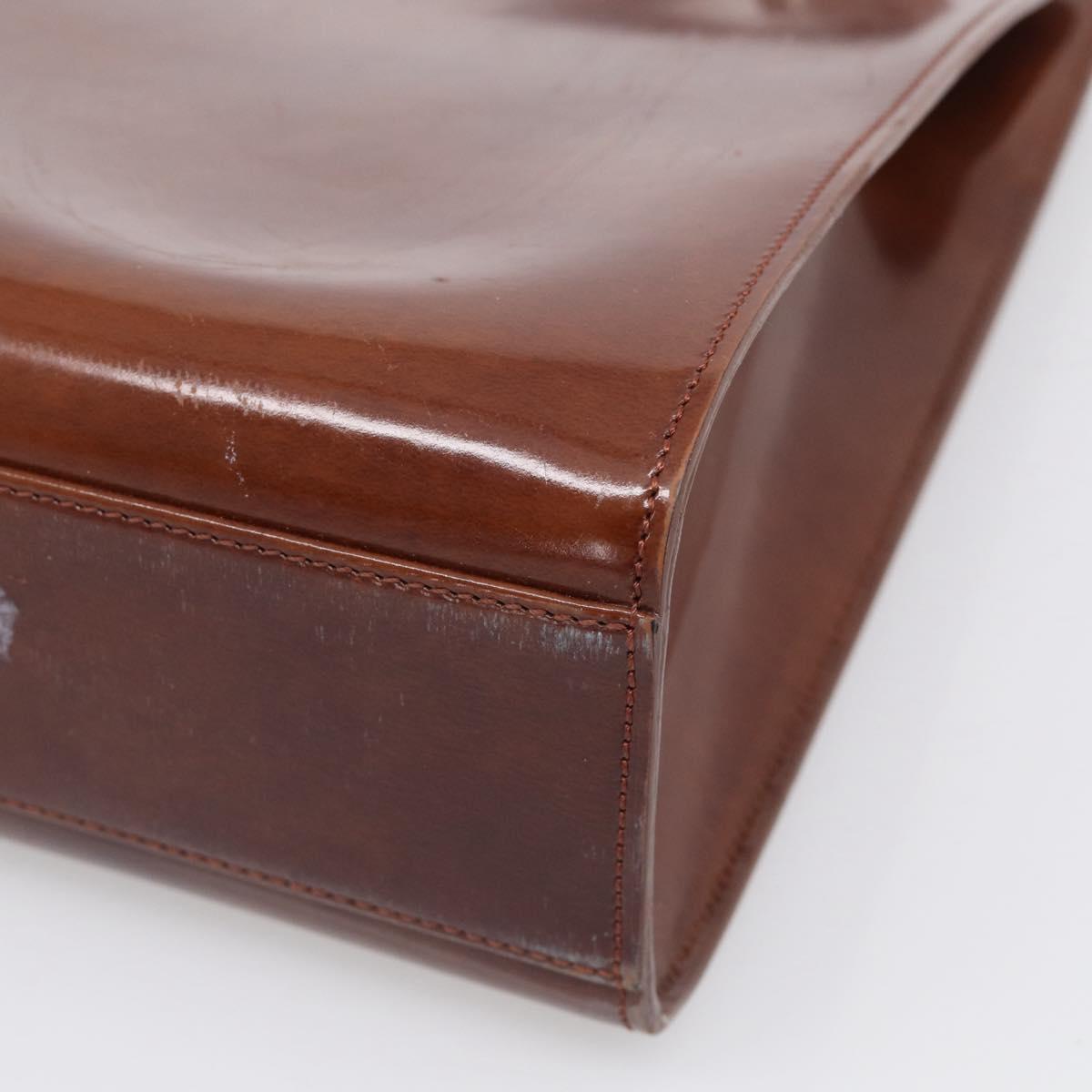Cartier PANTHERE Tote Bag Patent Brown Silver Auth bs37838