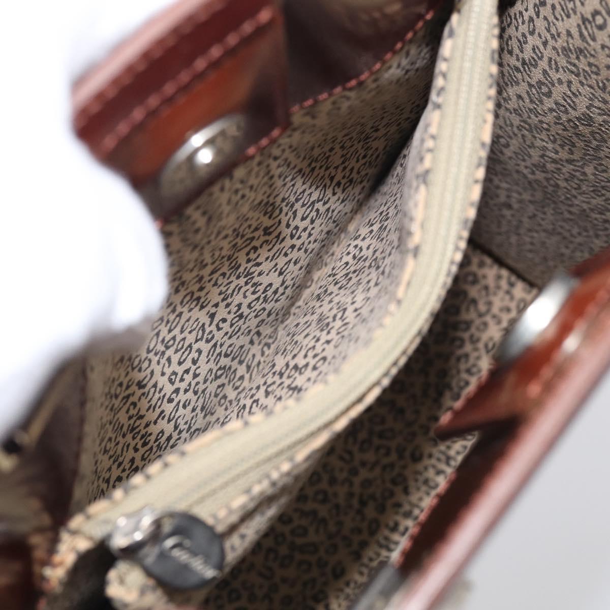 Cartier PANTHERE Tote Bag Patent Brown Silver Auth bs37838