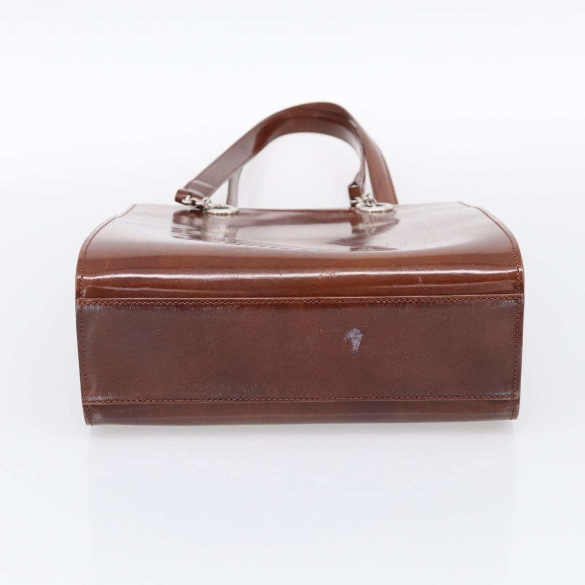 Cartier PANTHERE Tote Bag Patent Brown Silver Auth bs37838
