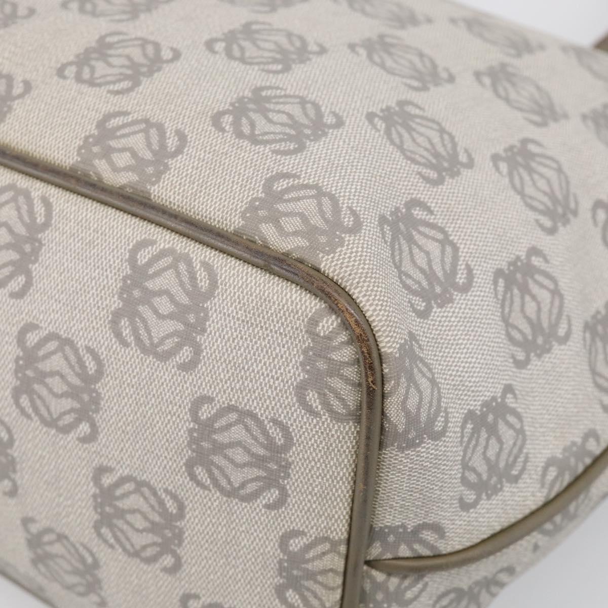 LOEWE Anagram Tote Bag PVC Leather Gray Gold Tone Auth bs37839