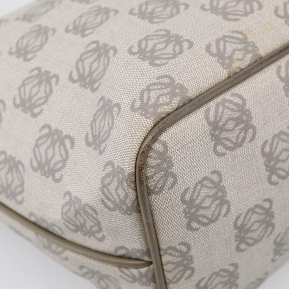 LOEWE Anagram Tote Bag PVC Leather Gray Gold Tone Auth bs37839