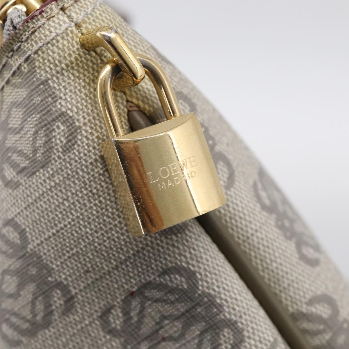 LOEWE Anagram Tote Bag PVC Leather Gray Gold Tone Auth bs37839