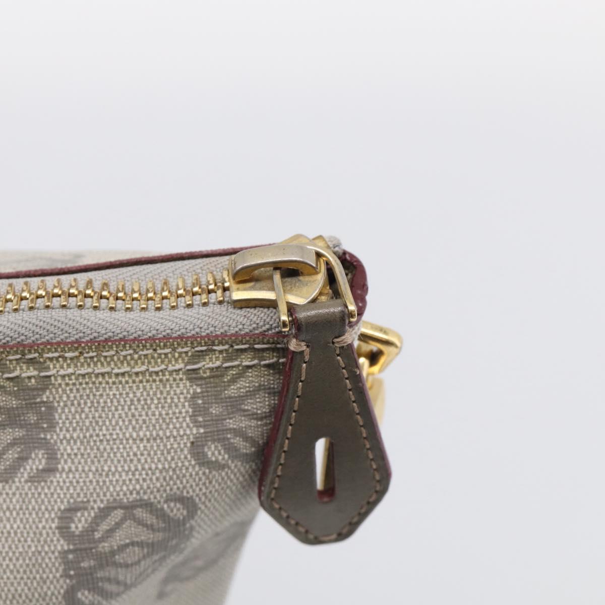 LOEWE Anagram Tote Bag PVC Leather Gray Gold Tone Auth bs37839