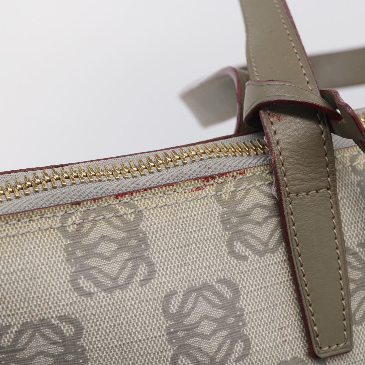 LOEWE Anagram Tote Bag PVC Leather Gray Gold Tone Auth bs37839