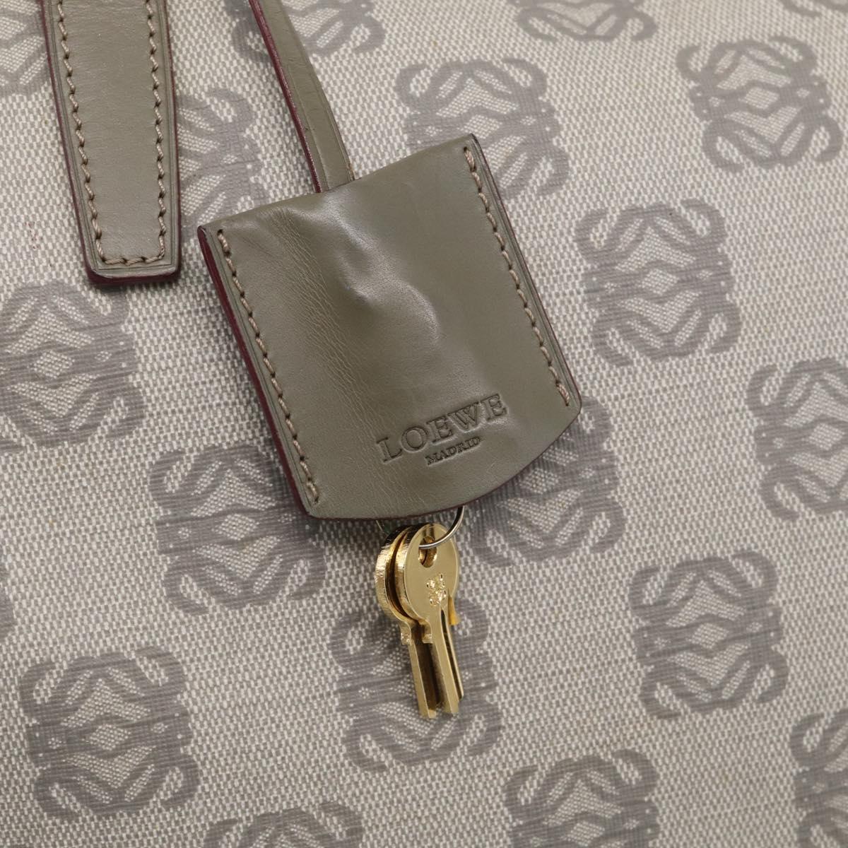 LOEWE Anagram Tote Bag PVC Leather Gray Gold Tone Auth bs37839