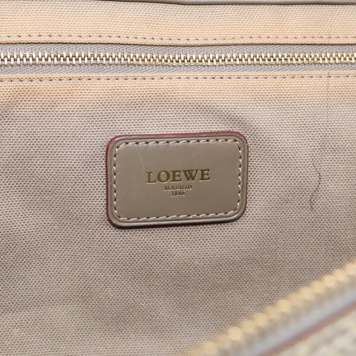 LOEWE Anagram Tote Bag PVC Leather Gray Gold Tone Auth bs37839