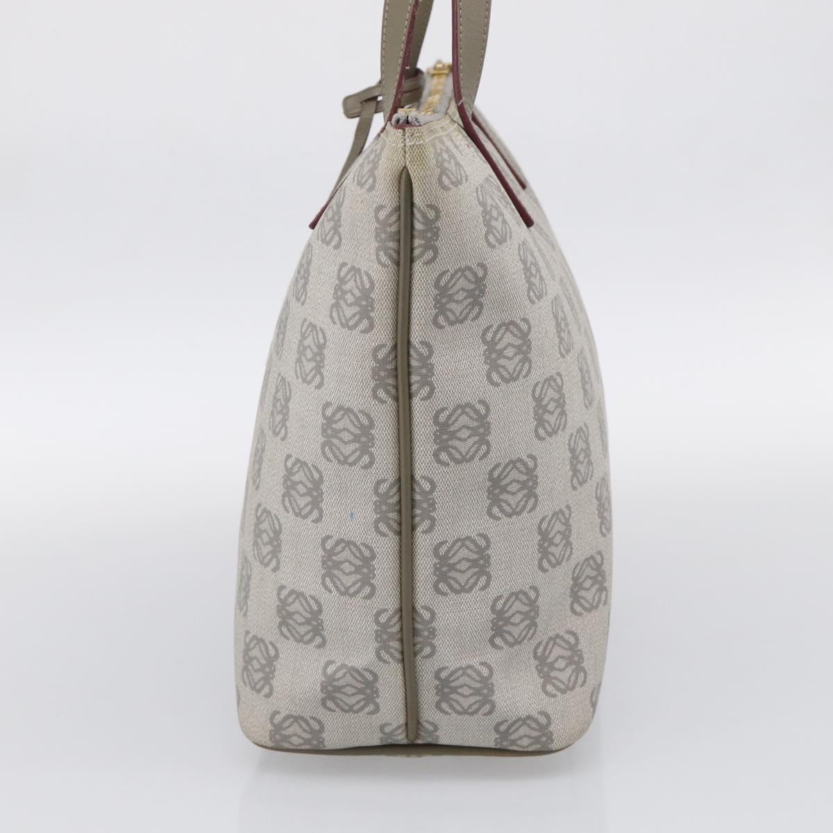 LOEWE Anagram Tote Bag PVC Leather Gray Gold Tone Auth bs37839