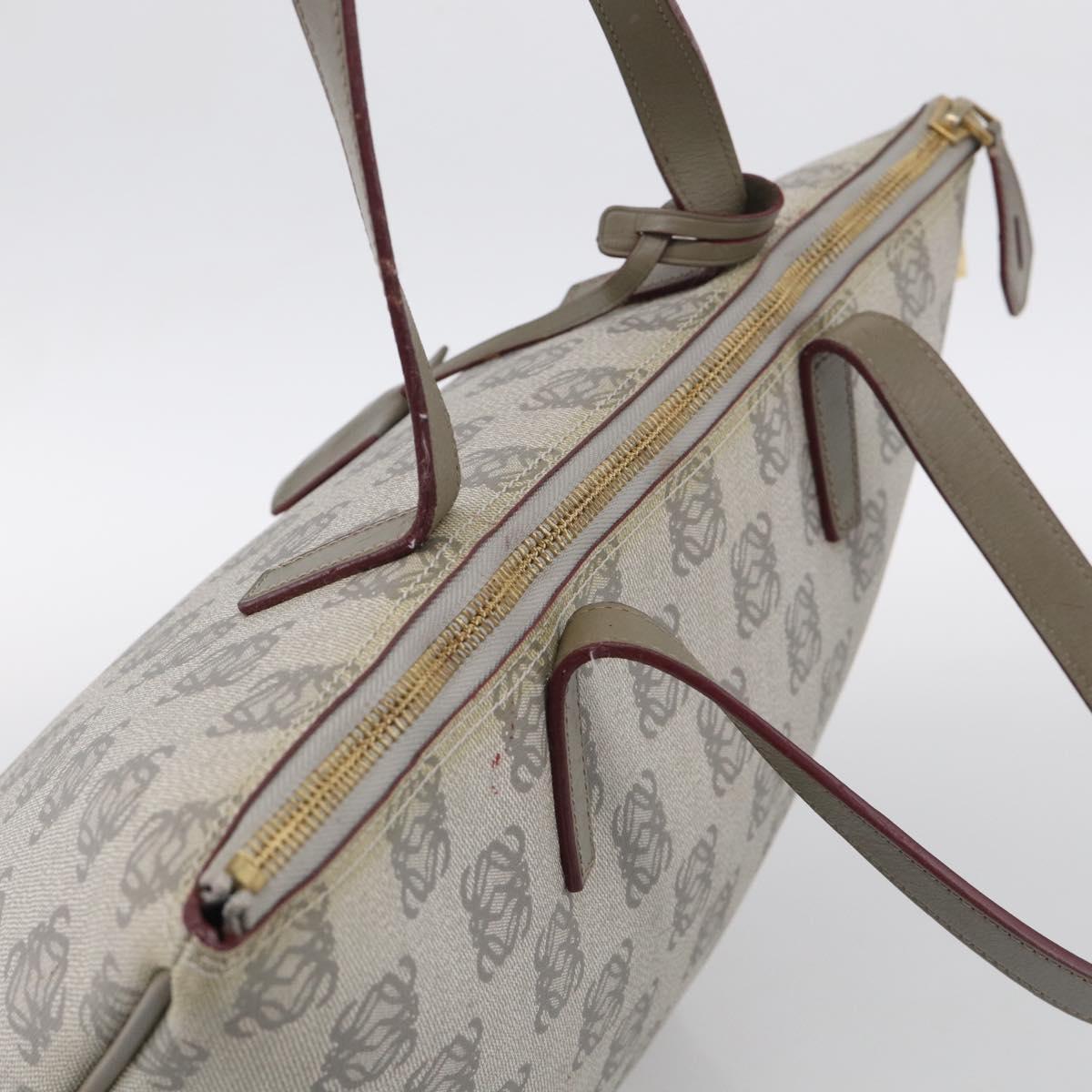 LOEWE Anagram Tote Bag PVC Leather Gray Gold Tone Auth bs37839
