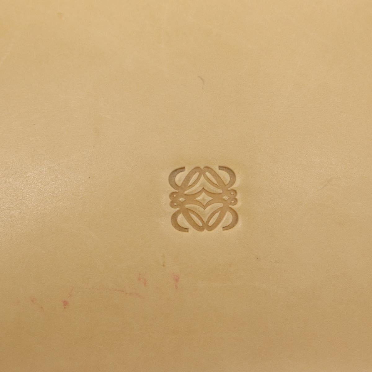 LOEWE Hand Bag Leather Beige Gold Tone Auth bs37840