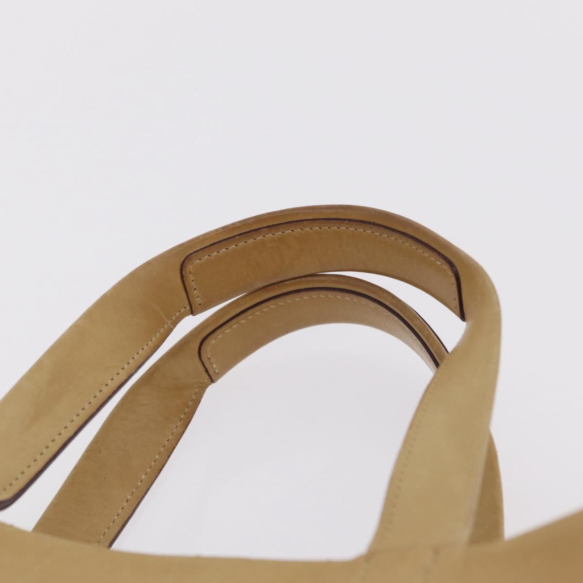 LOEWE Hand Bag Leather Beige Gold Tone Auth bs37840
