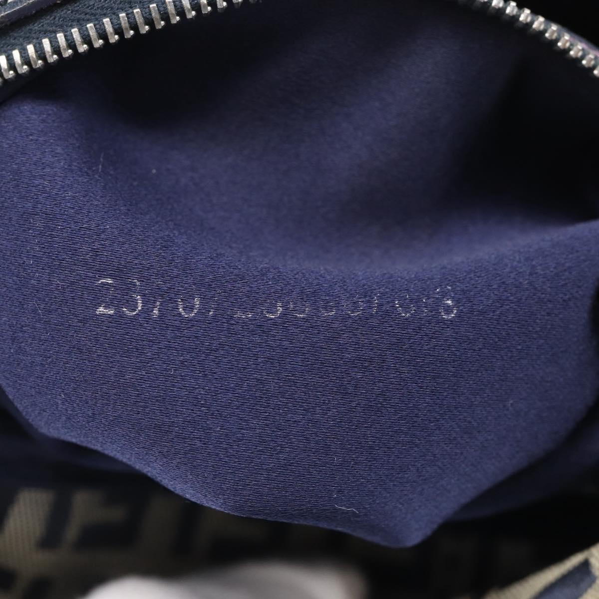 FENDI Zucchino Canvas Mamma Baguette Shoulder Bag Navy Silver Auth bs37841A
