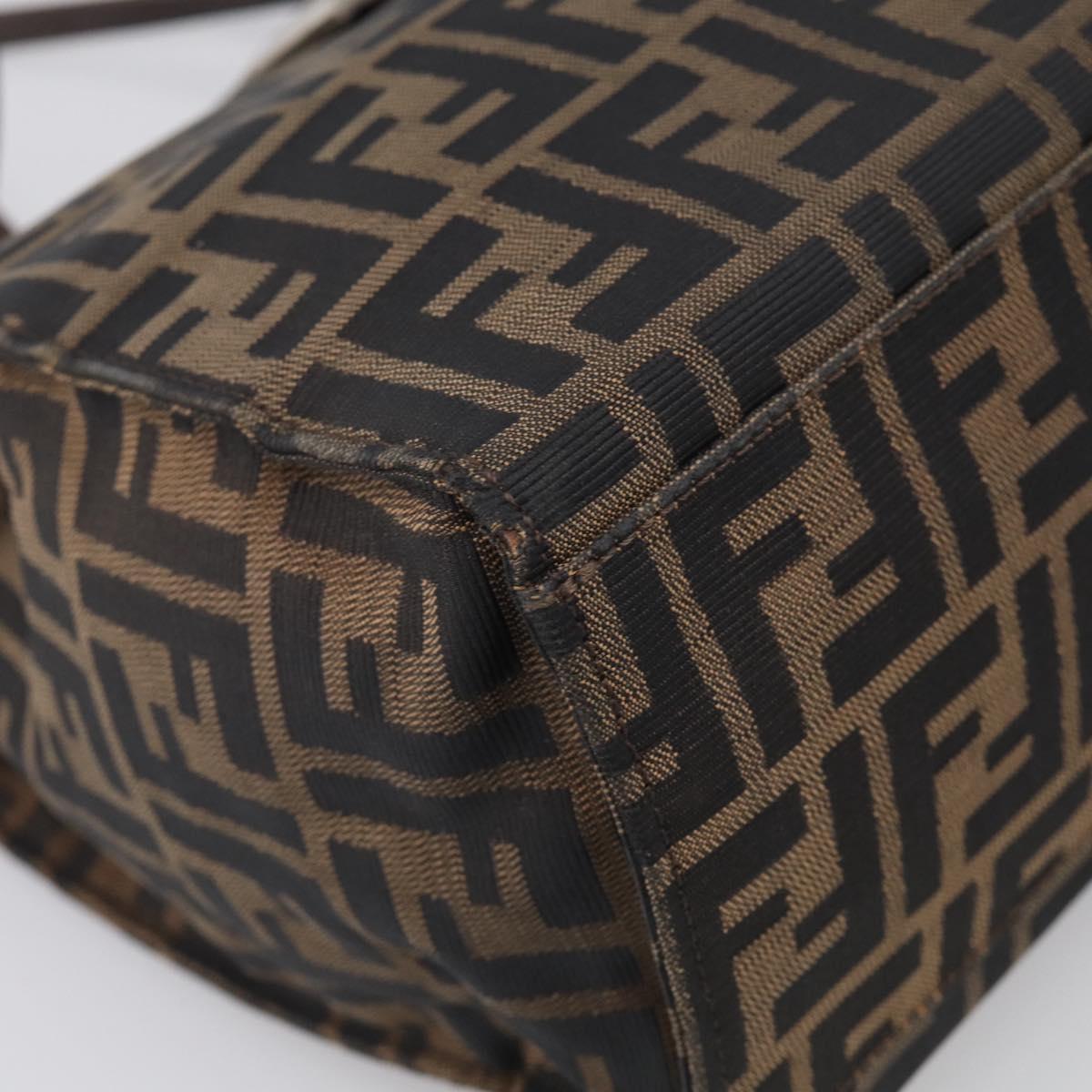 FENDI Zucca Canvas Tote Bag Black Silver Auth bs37842