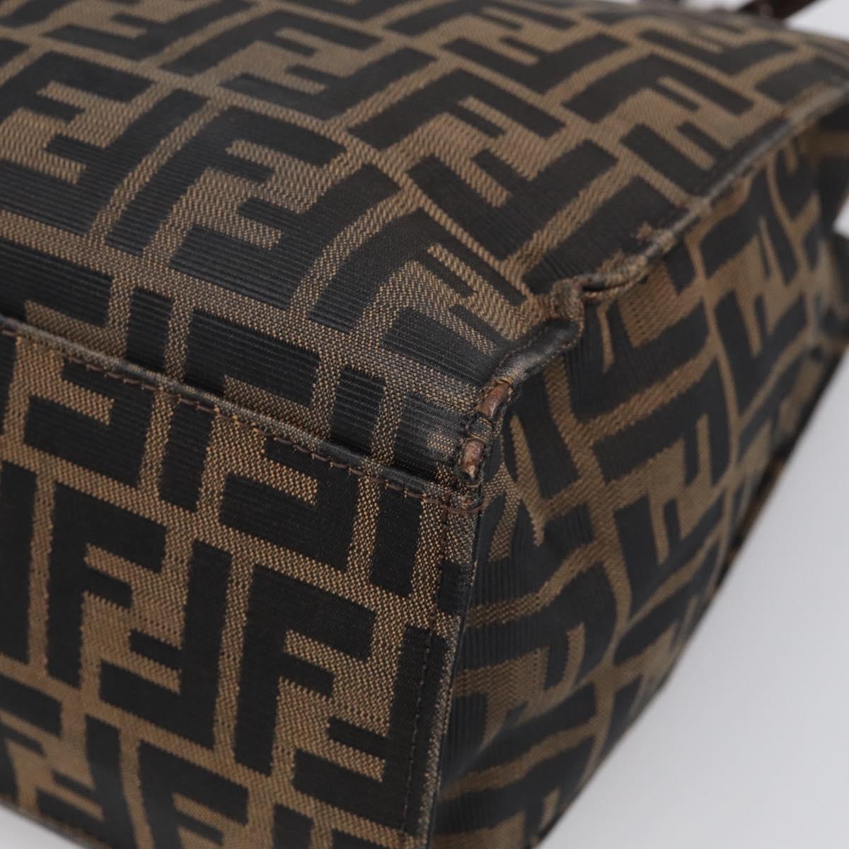 FENDI Zucca Canvas Tote Bag Black Silver Auth bs37842