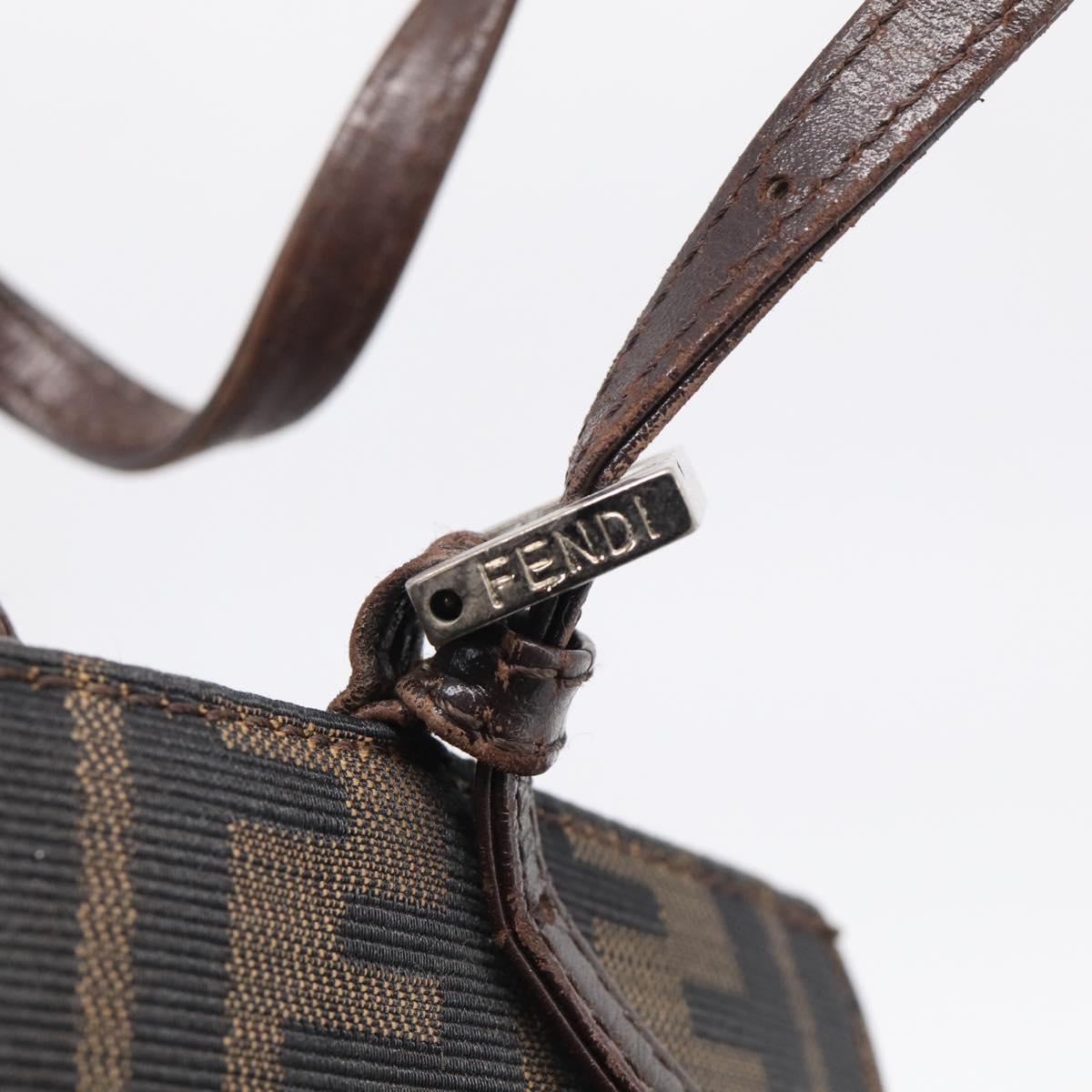 FENDI Zucca Canvas Tote Bag Black Silver Auth bs37842