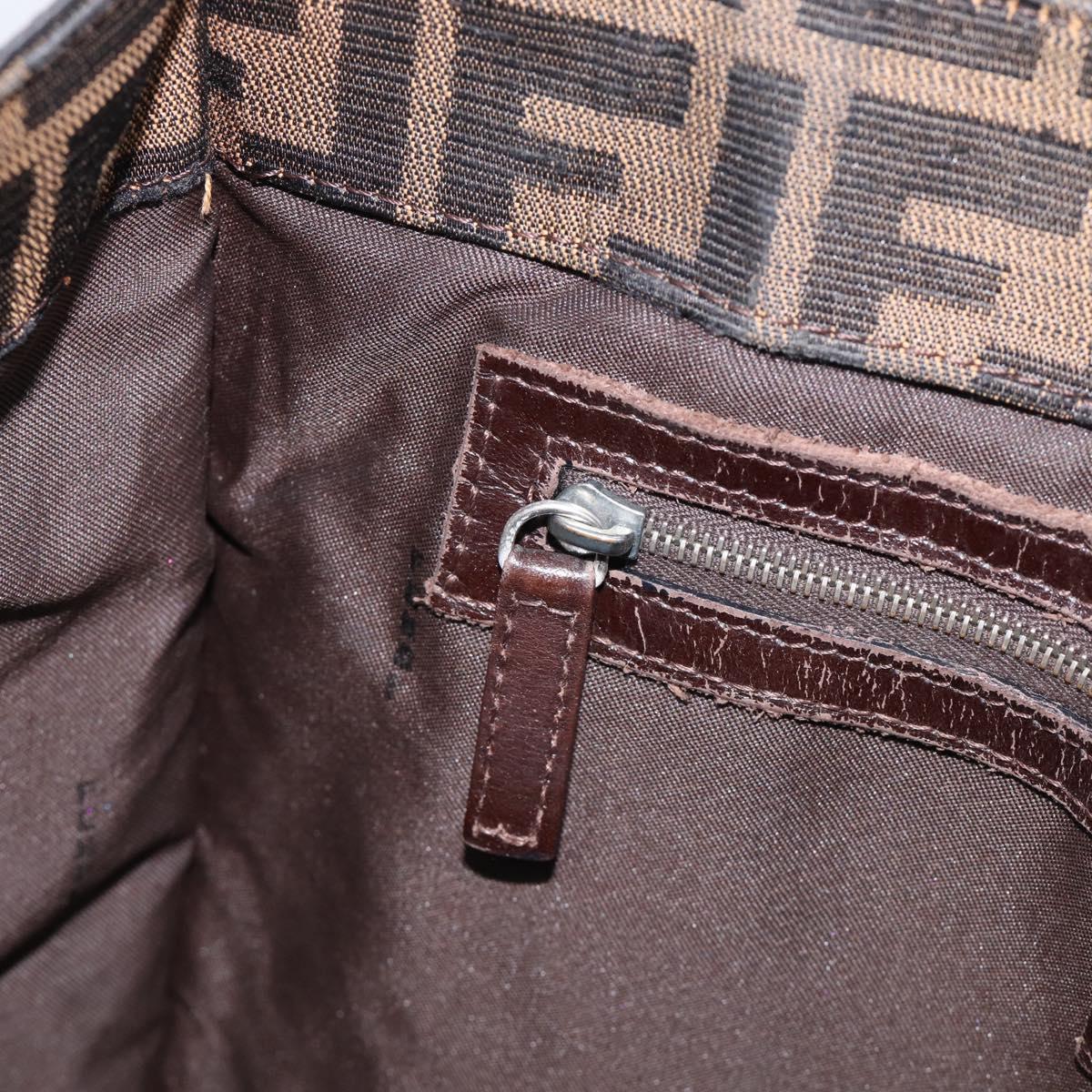 FENDI Zucca Canvas Tote Bag Black Silver Auth bs37842