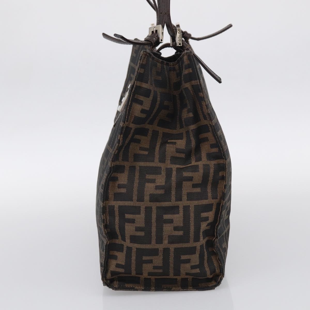 FENDI Zucca Canvas Tote Bag Black Silver Auth bs37842