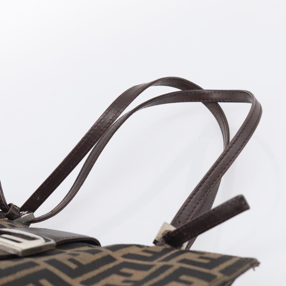 FENDI Zucca Canvas Tote Bag Black Silver Auth bs37842