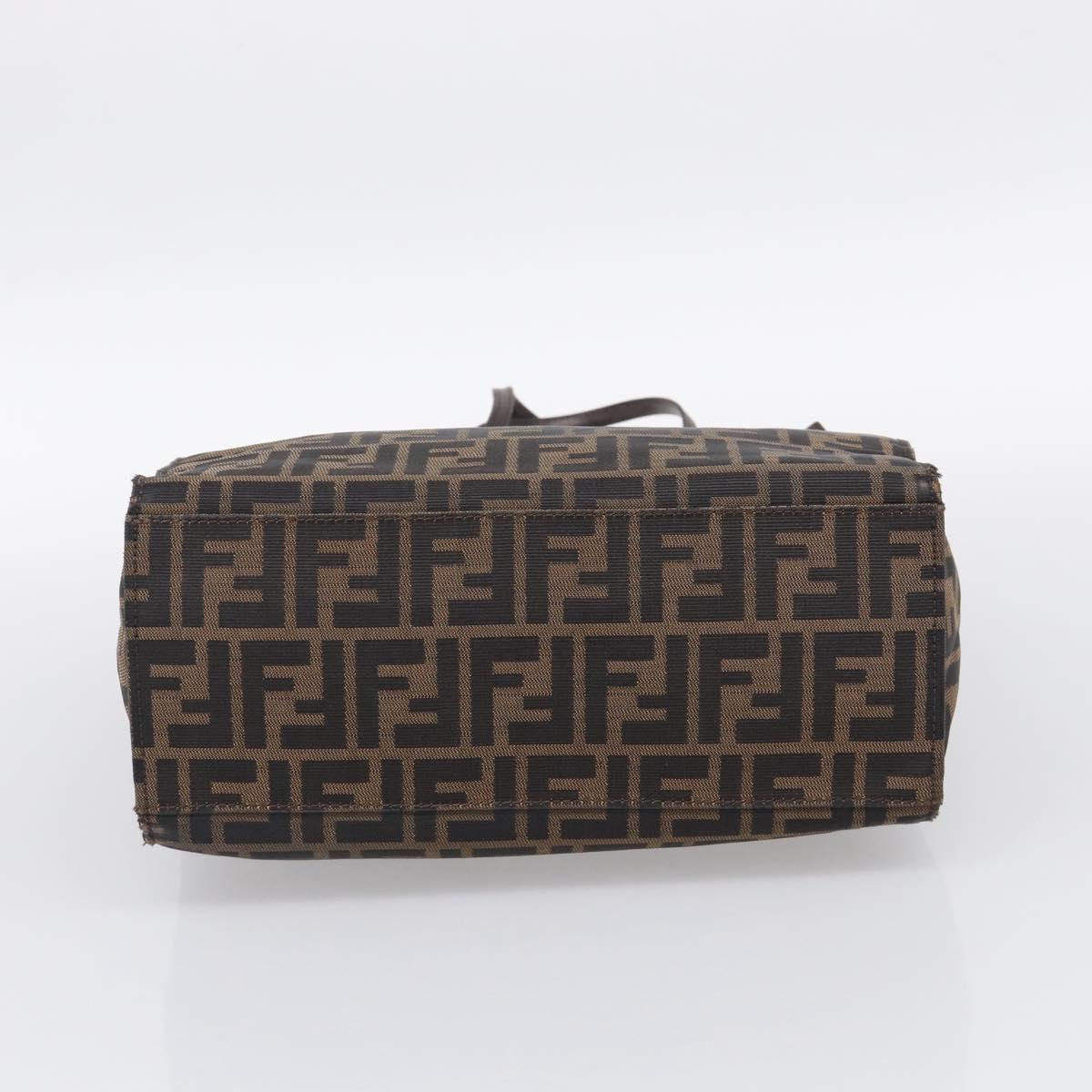 FENDI Zucca Canvas Tote Bag Black Silver Auth bs37842