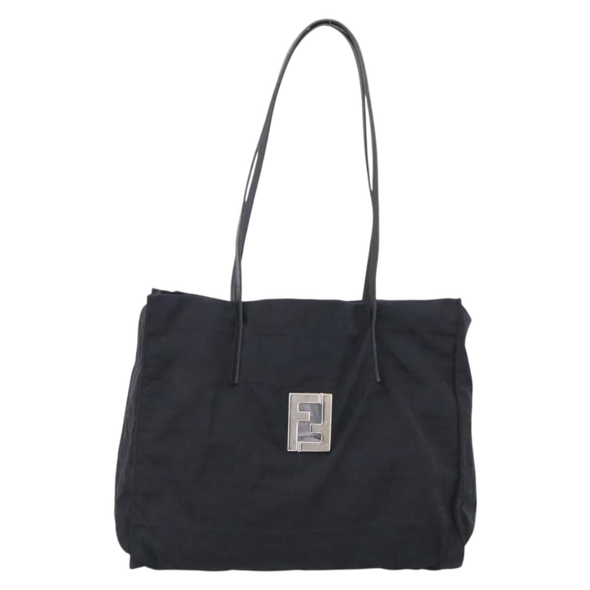 FENDI Zucca Canvas Tote Bag Black Silver Auth bs37843