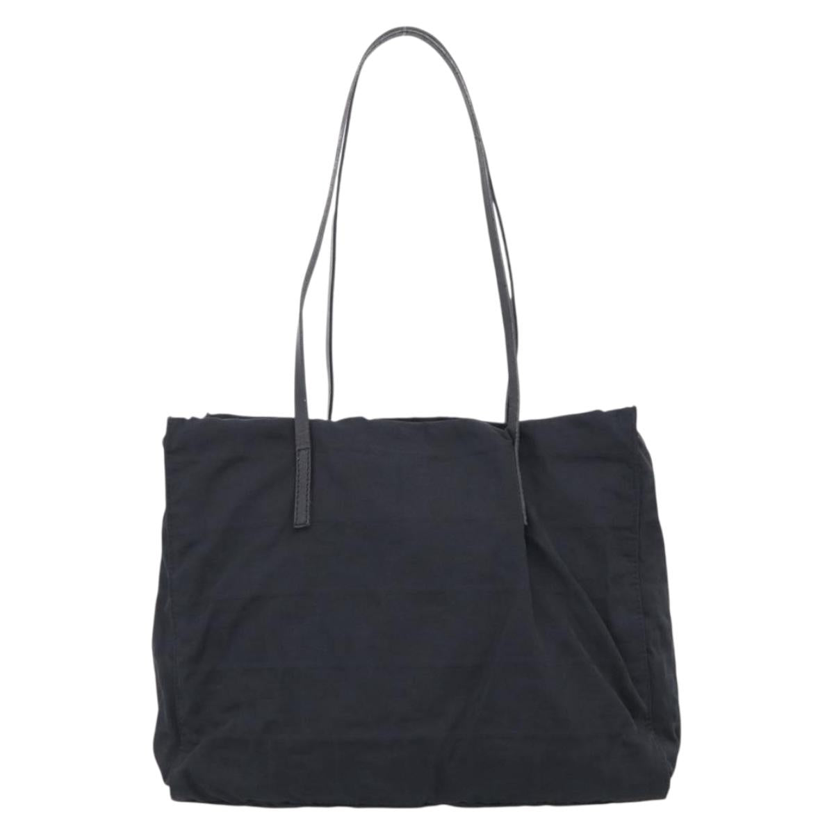 FENDI Zucca Canvas Tote Bag Black Silver Auth bs37843