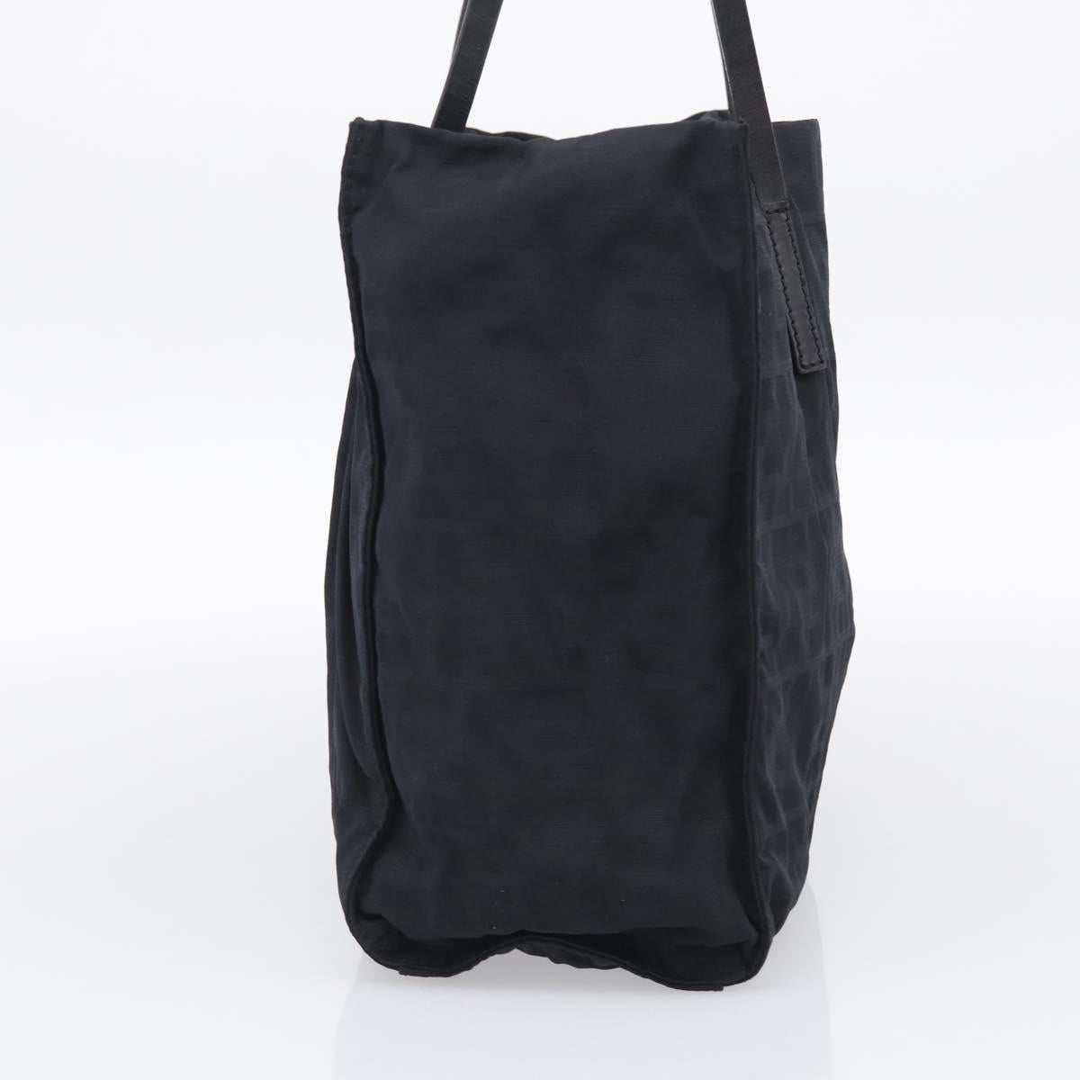 FENDI Zucca Canvas Tote Bag Black Silver Auth bs37843