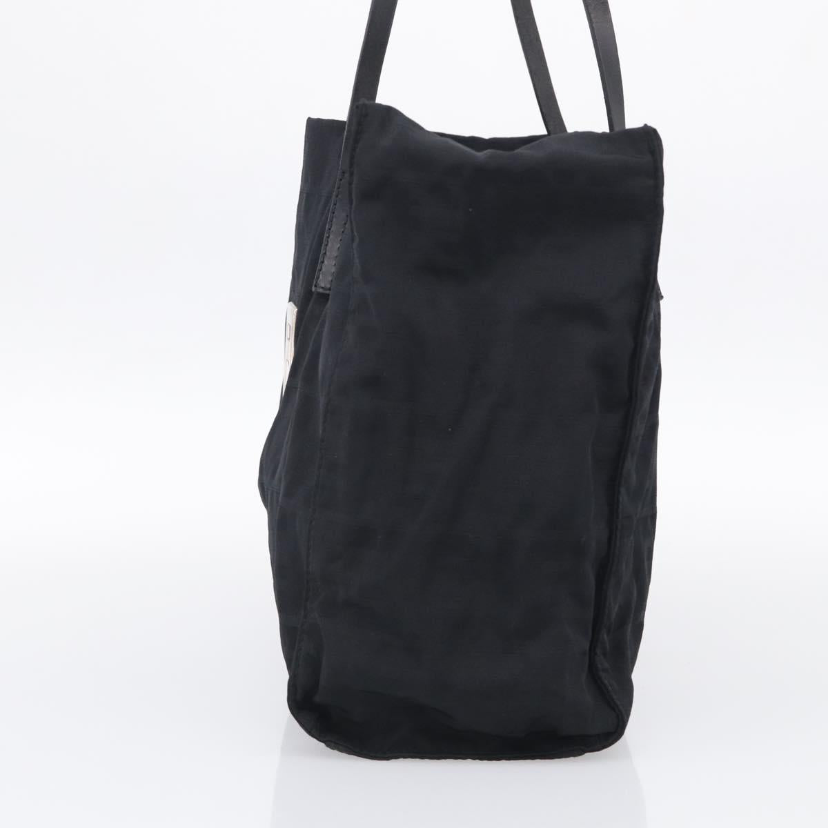 FENDI Zucca Canvas Tote Bag Black Silver Auth bs37843