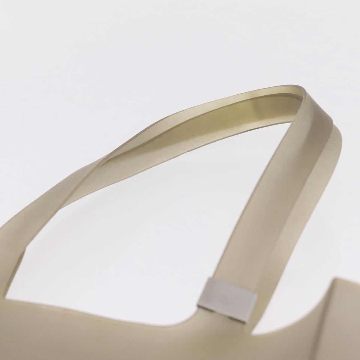 CHANEL Tote Bag Rubber Khaki Silver CC Auth bs37845