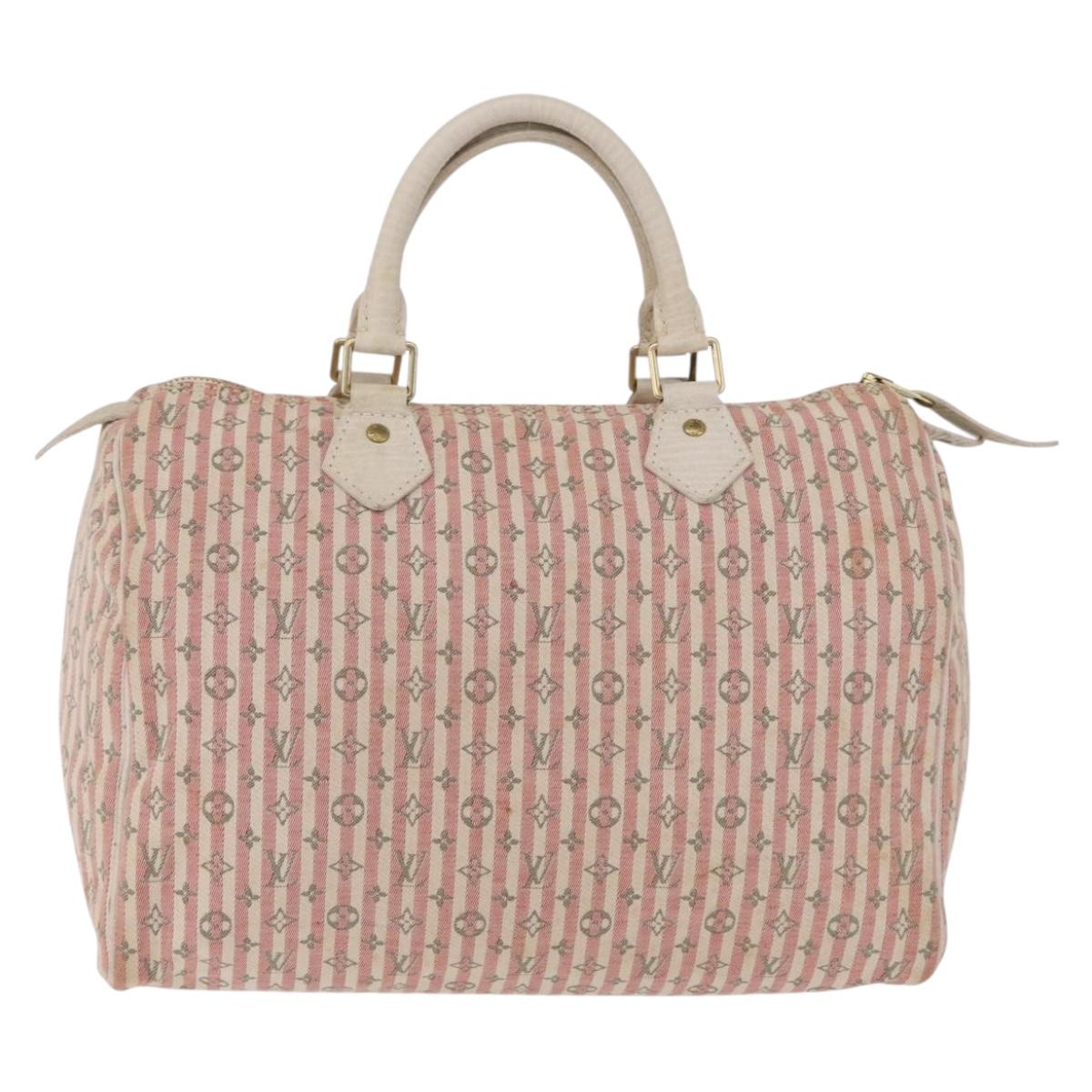 LOUIS VUITTON Monogram Mini Lin Croisette Speedy 30 Bag Pink M95501 Auth bs37848A