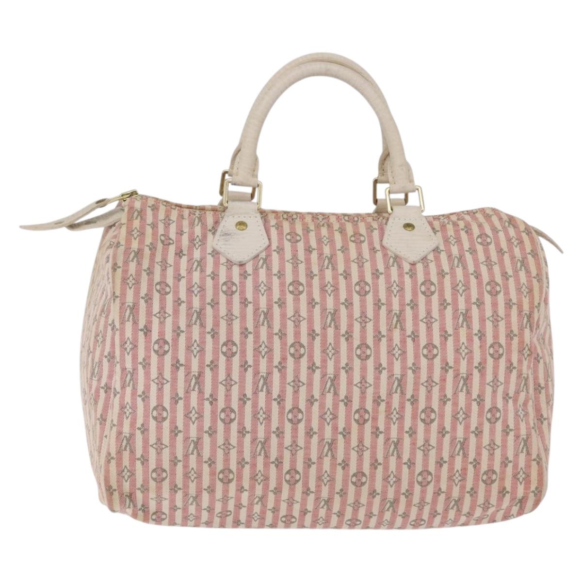 LOUIS VUITTON Monogram Mini Lin Croisette Speedy 30 Bag Pink M95501 Auth bs37848A