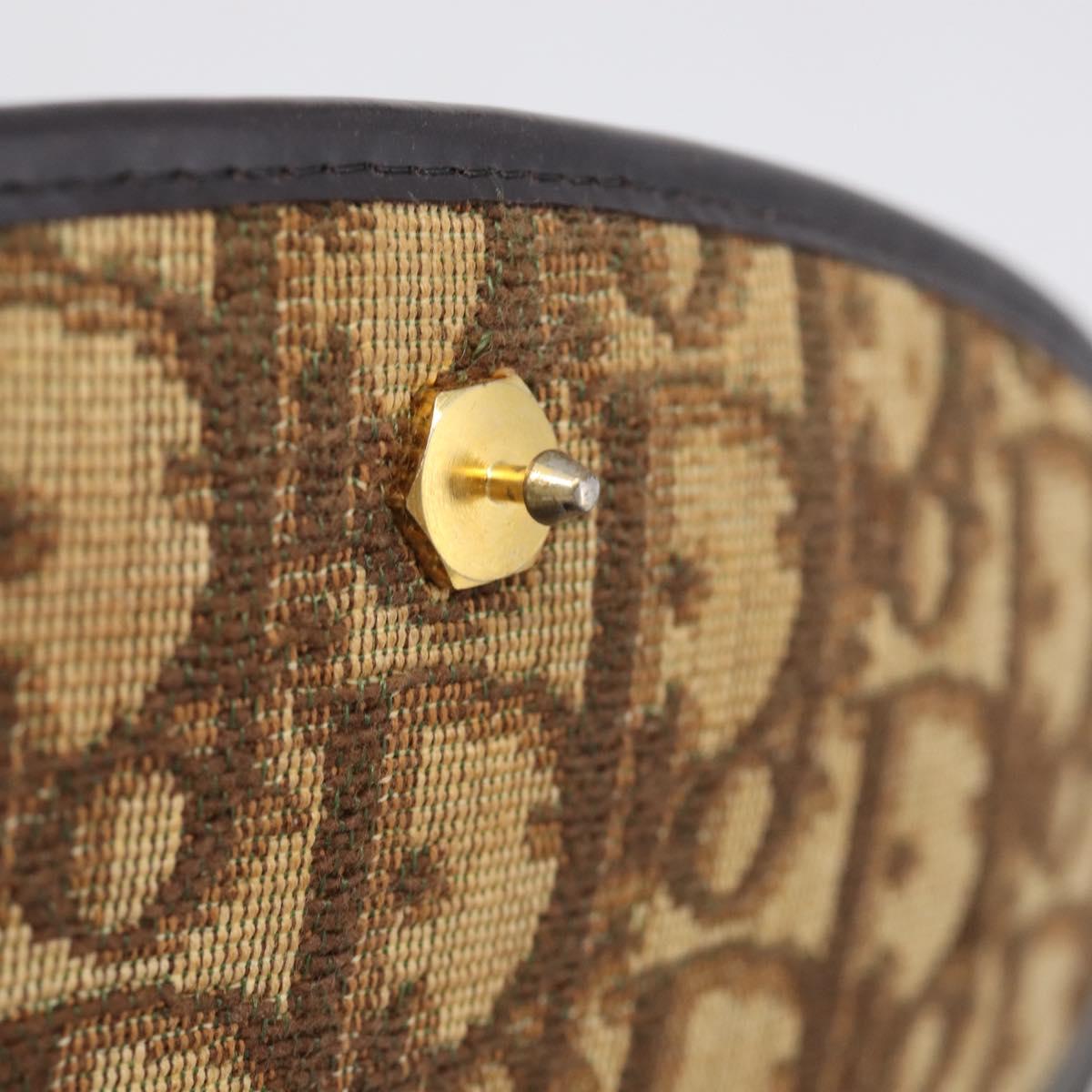 Christian Dior Trotter Canvas Shoulder Bag Beige Gold Tone Auth bs37859