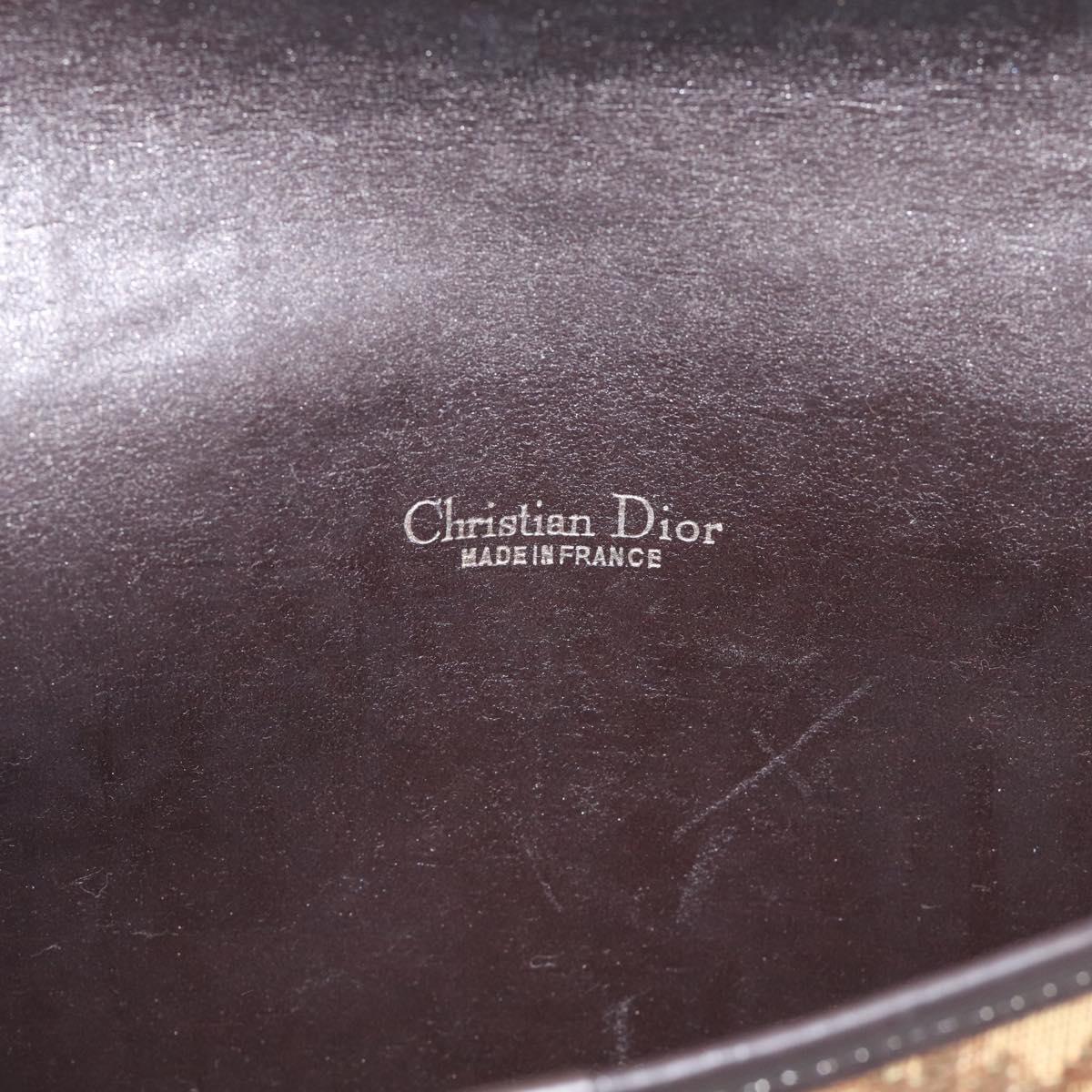 Christian Dior Trotter Canvas Shoulder Bag Beige Gold Tone Auth bs37859