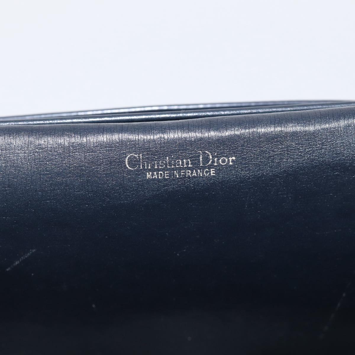 Christian Dior Trotter Canvas Shoulder Bag Navy Gold Tone Auth bs37860