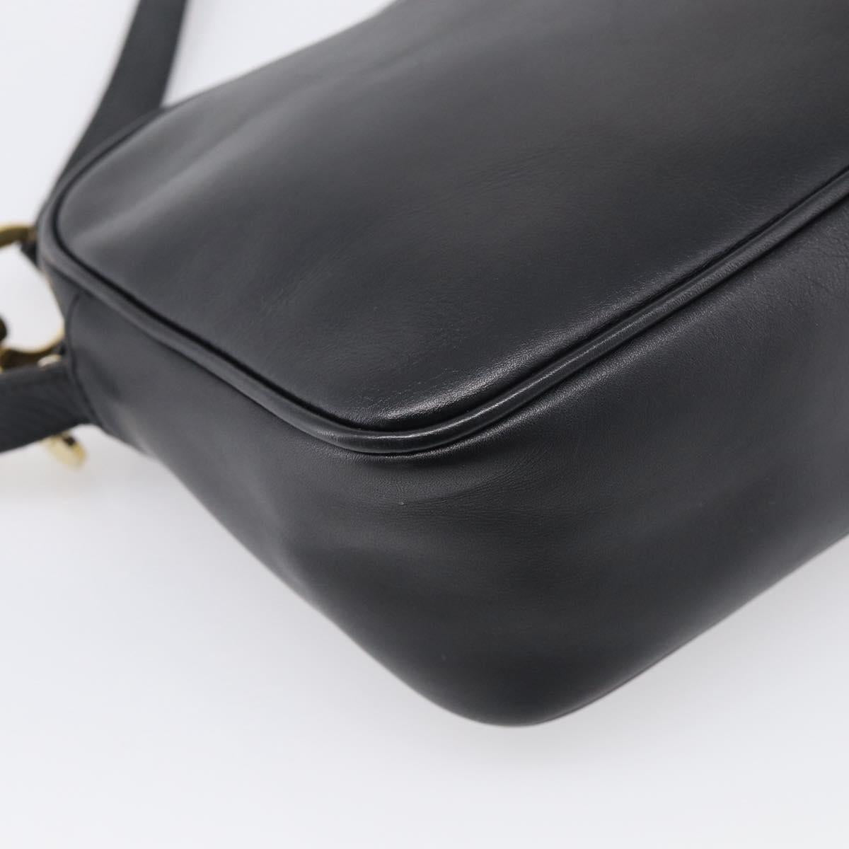 Salvatore Ferragamo Gancini Shoulder Bag Leather Black Gold Tone Auth bs37862