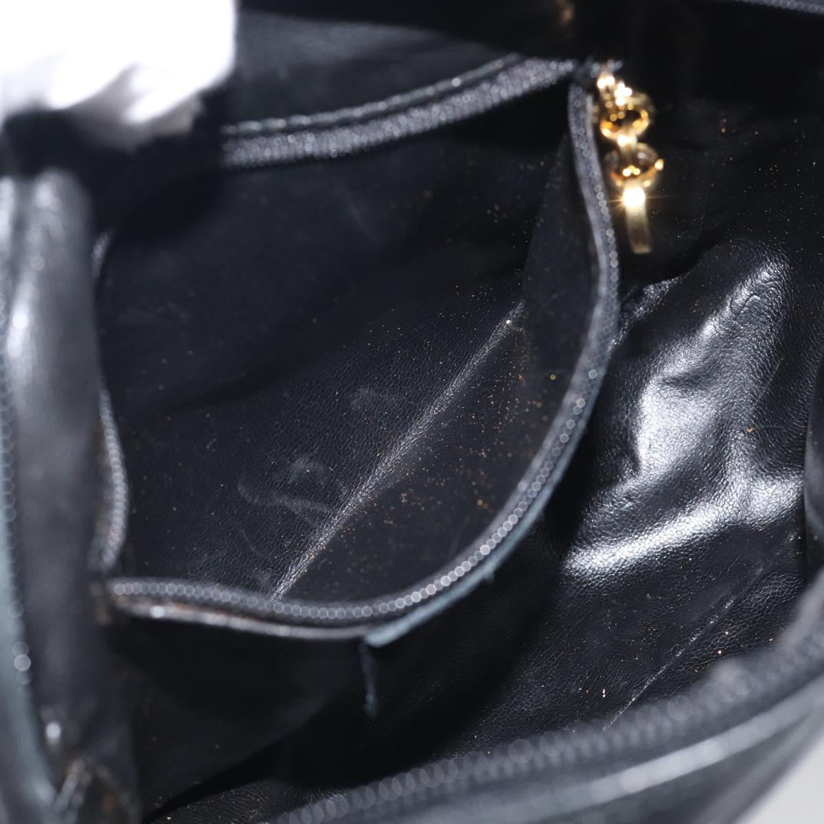 Salvatore Ferragamo Gancini Shoulder Bag Leather Black Gold Tone Auth bs37862