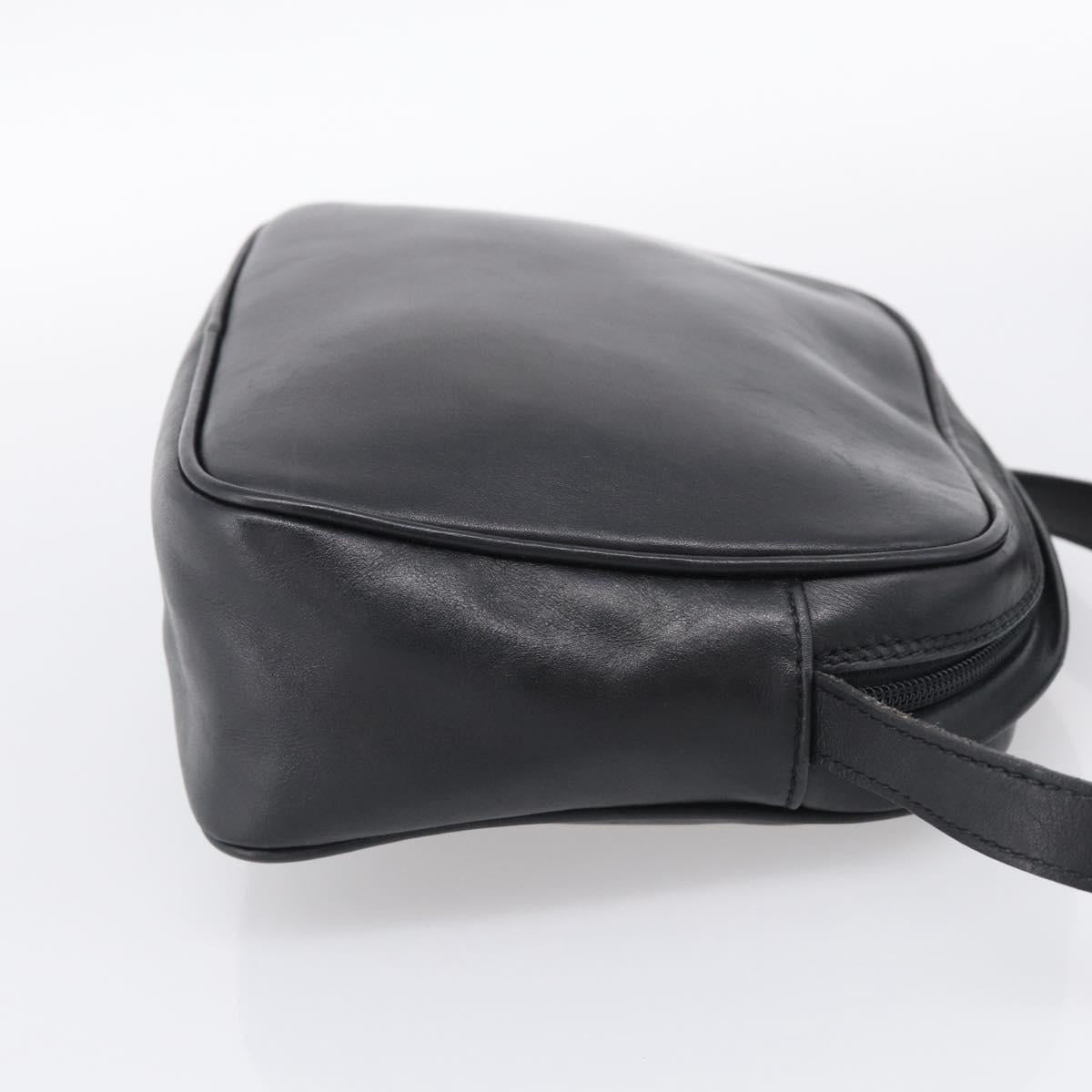 Salvatore Ferragamo Gancini Shoulder Bag Leather Black Gold Tone Auth bs37862