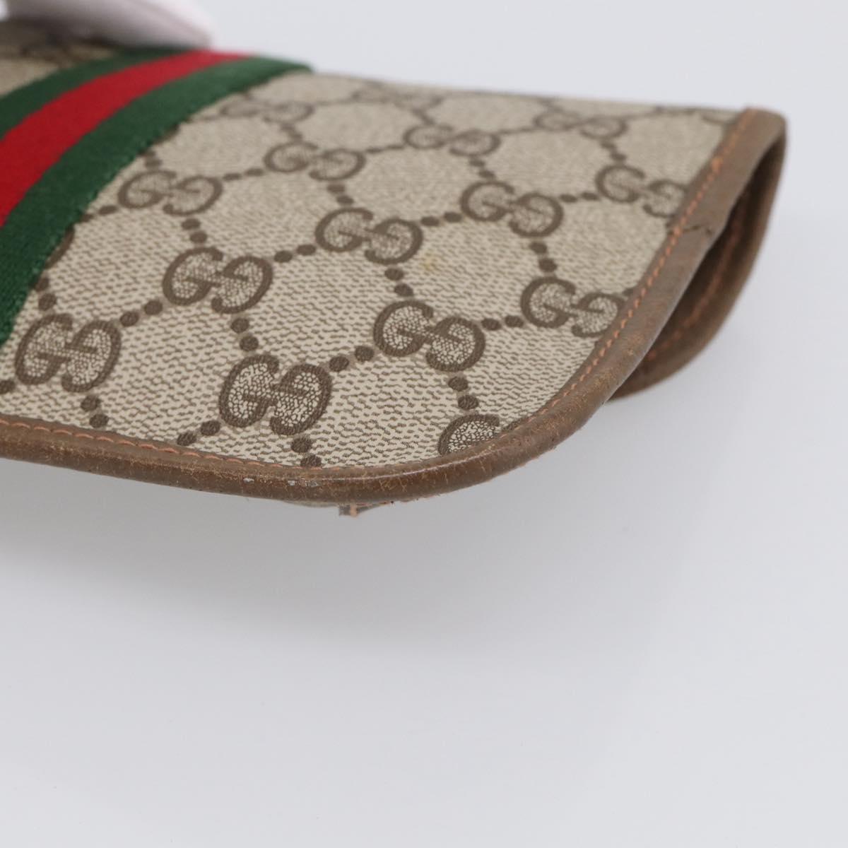 GUCCI GG Supreme Web Sherry Line Pouch PVC Beige 89 01 021 Auth bs37864A