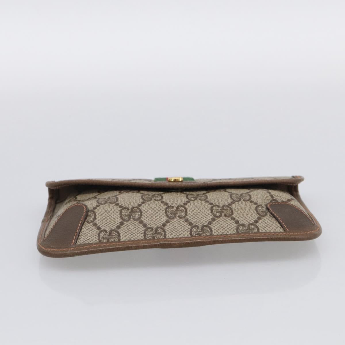 GUCCI GG Supreme Web Sherry Line Pouch PVC Beige 89 01 021 Auth bs37864A