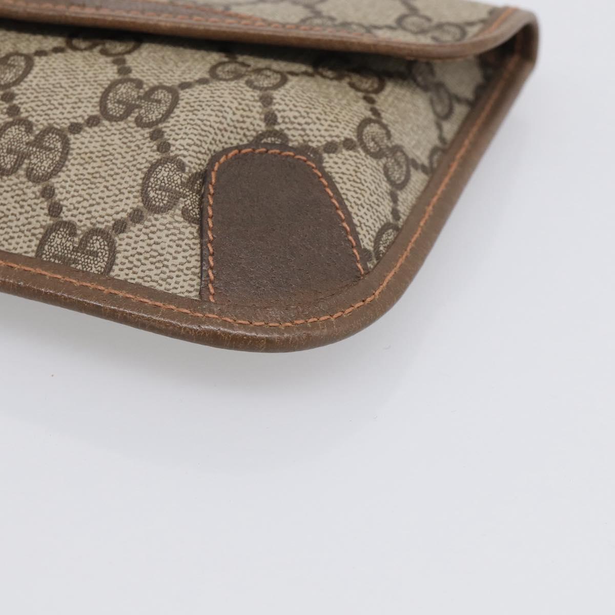 GUCCI GG Supreme Web Sherry Line Pouch PVC Beige 89 01 021 Auth bs37864A