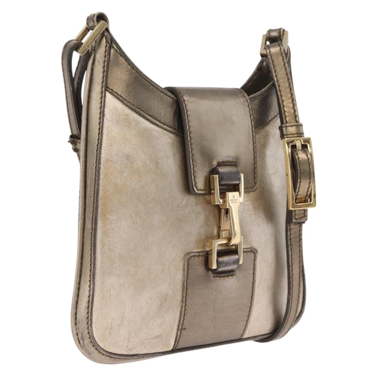 GUCCI Shoulder Bag Leather Gold 005 0812 Auth bs37867