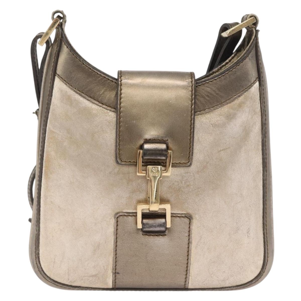 GUCCI Shoulder Bag Leather Gold 005 0812 Auth bs37867