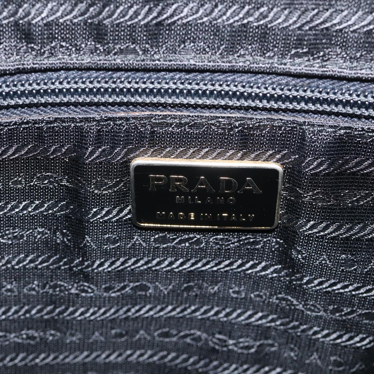PRADA Hand Bag Nylon Black Silver Auth bs37868